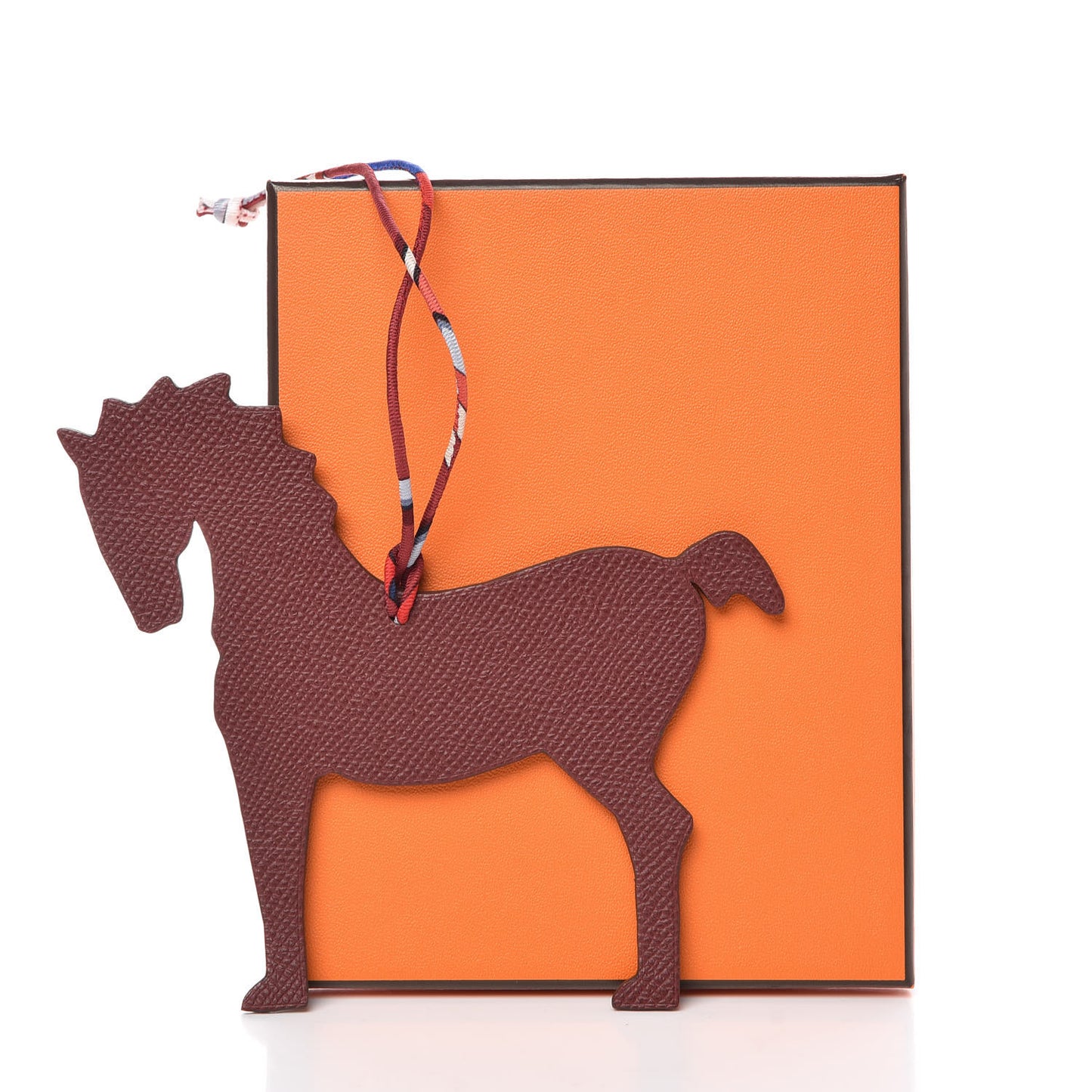 Epsom Togo Petit H Bag Charm Horse GM Chocolate Bordeaux