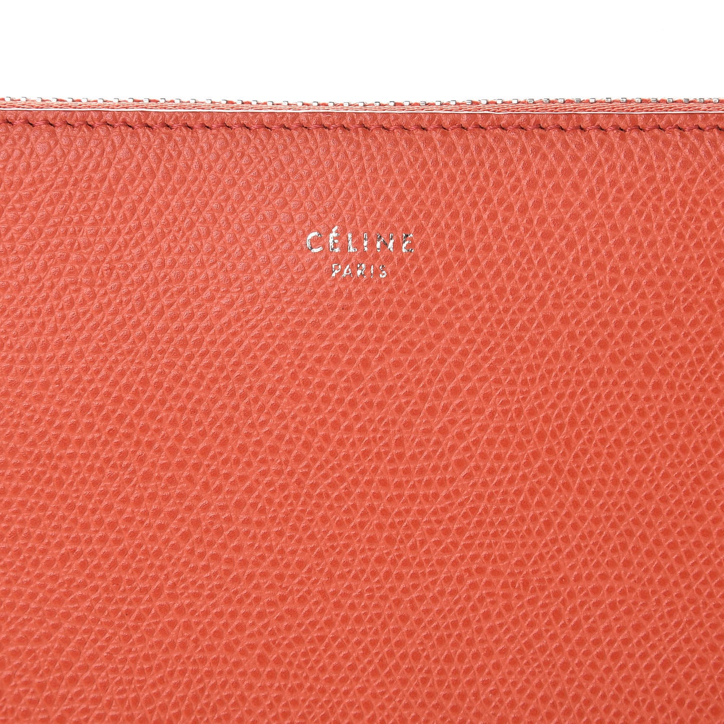 Shiny Grained Calfskin Solo Trio Cosmetic Pouch Coral