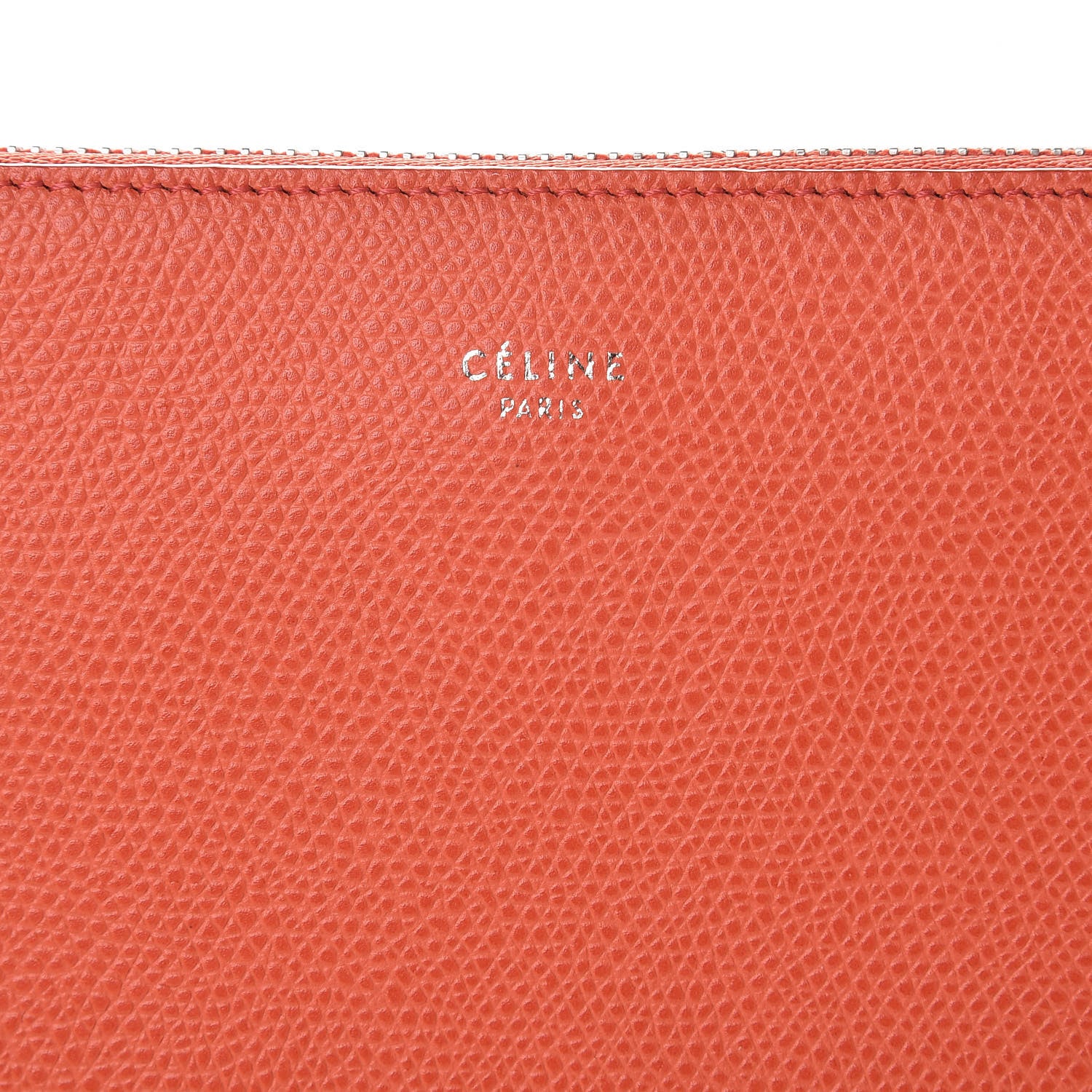 Celine Shiny Grained Calfskin Solo Trio Cosmetic Pouch Coral 6 of 9