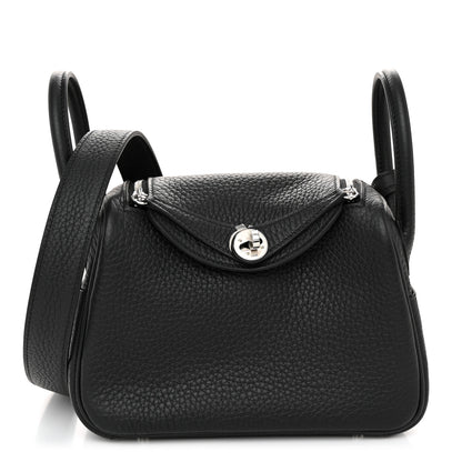 Hermes Taurillon Clemence Mini Lindy 20 Black 1 of 11