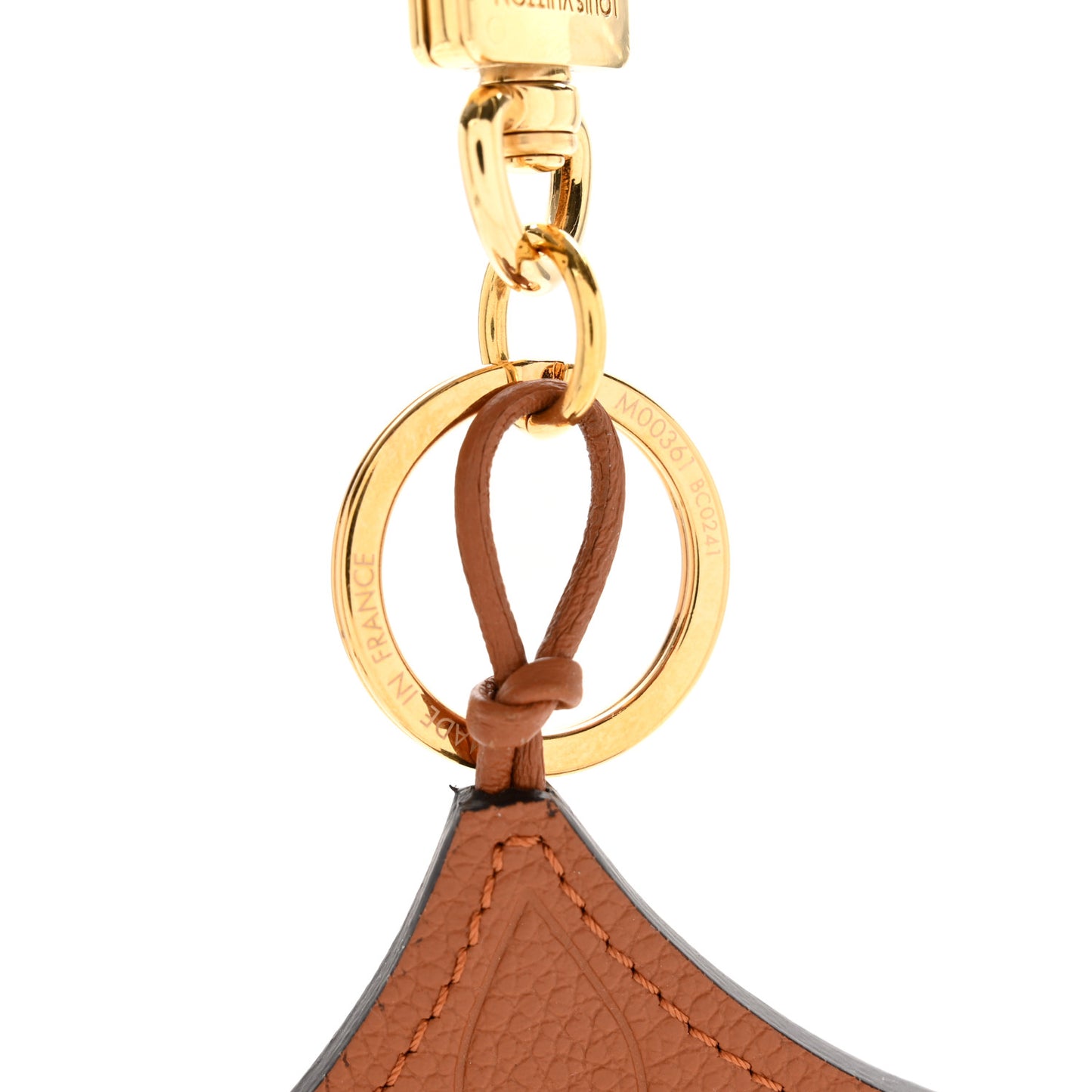 Taurillon Portocre Flower Tassel Bag Charm Key Holder Brown