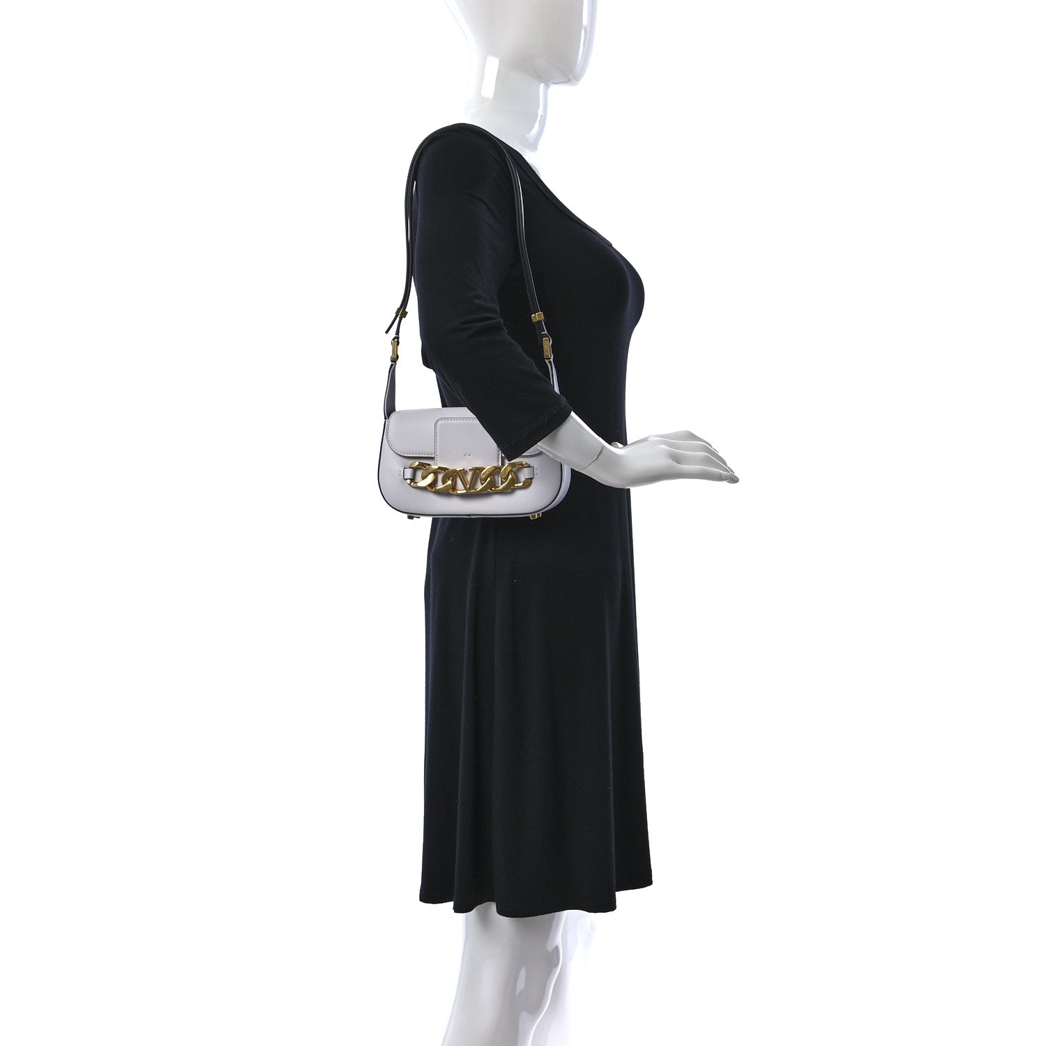 Valentino Garavani Calfskin Small Vlogo Chain Shoulder Bag Optic White 2 of 12