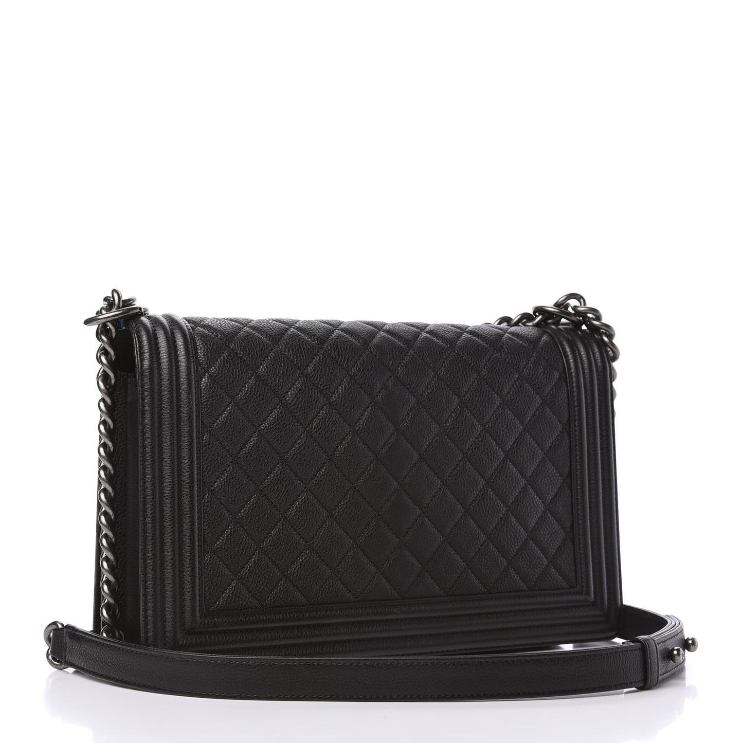 Grained Calfskin Quilted New Medium Boy Flap Black