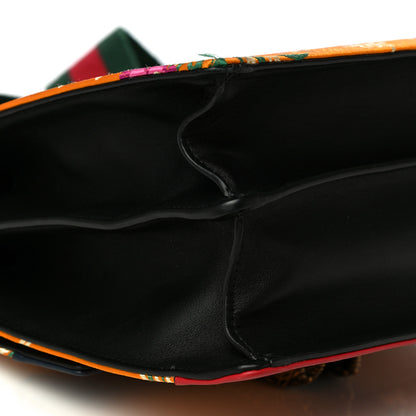 Gucci Satin Calfskin Bamboo Web Tokyo Print Medium Dionysus Top Handle Bag Giallo Multicolor Blue Agata Hibiscus Red 10 of 40