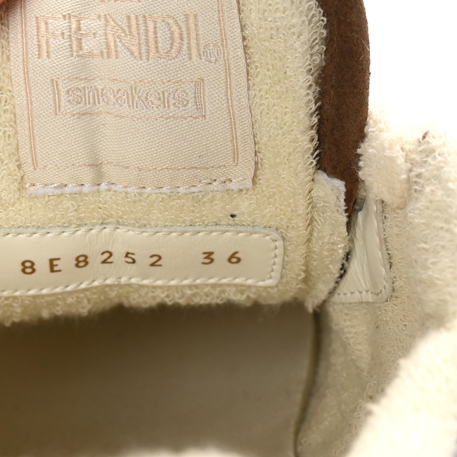 Fendi Calfskin Suede Houndstooth Fendi Match Low Top Sneakers 36 Cream Brown 9 of 10