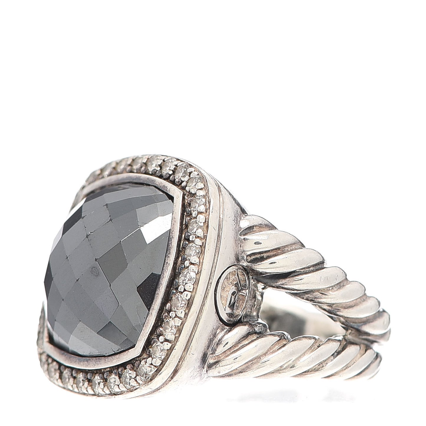 Sterling Silver Diamond Hematine 14mm Albion Ring 52 6