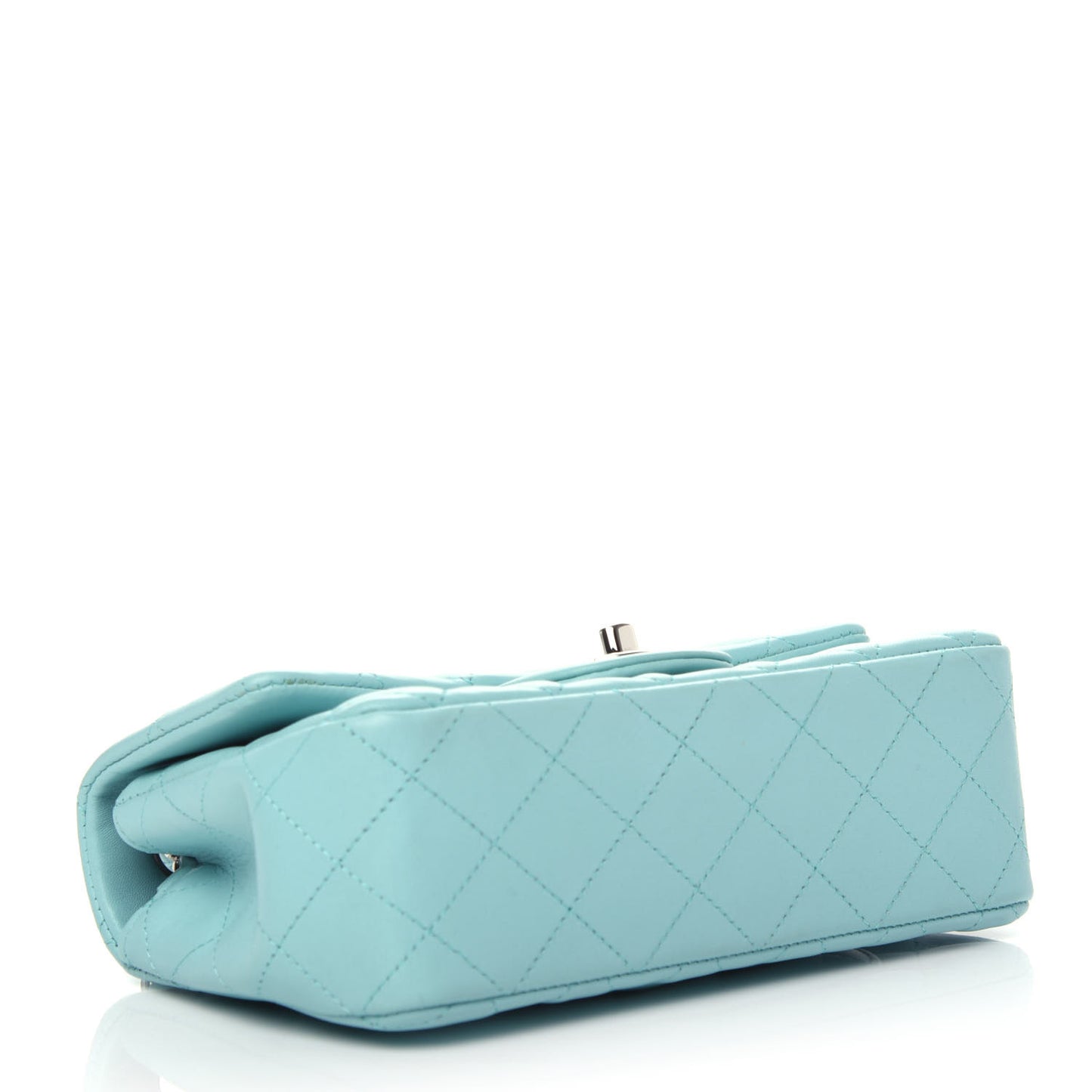 Lambskin Quilted Mini Rectangular Flap Light Blue