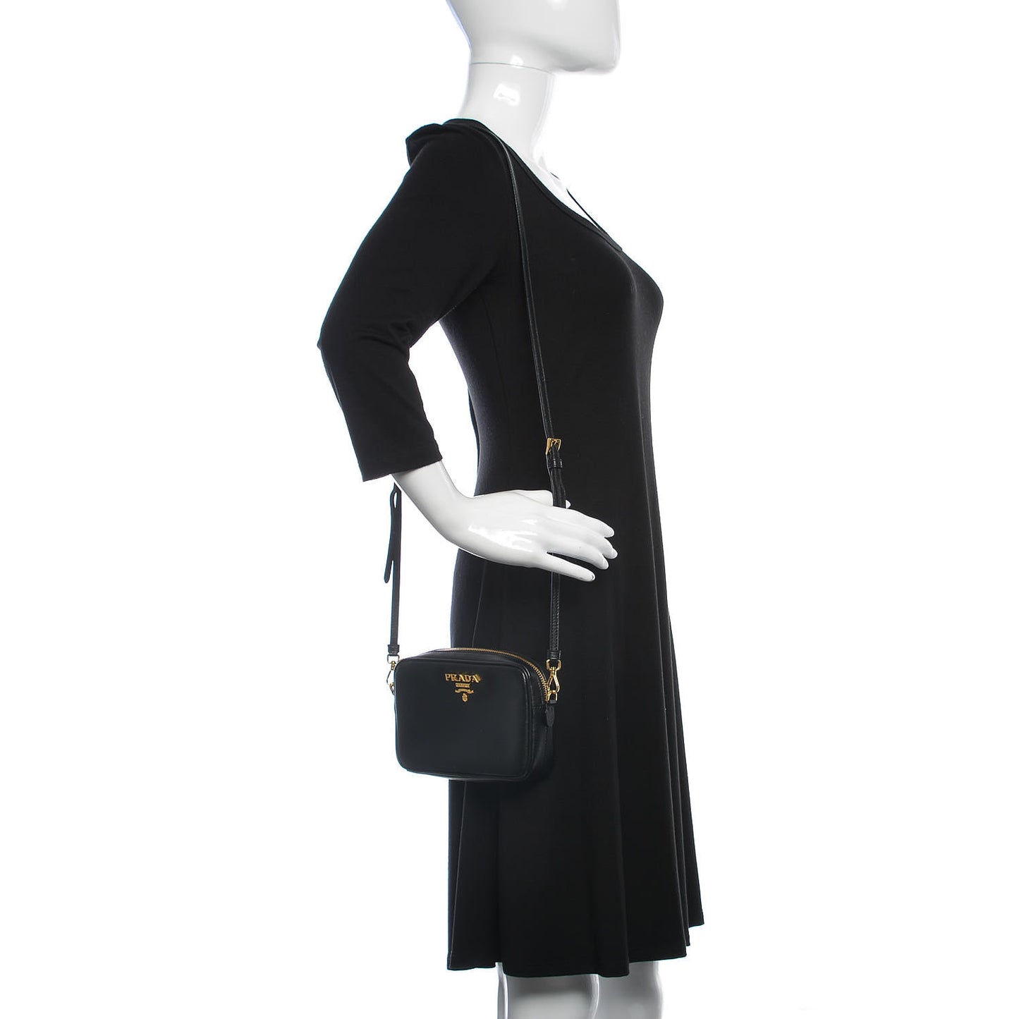 Saffiano Small Camera Crossbody Bag Black