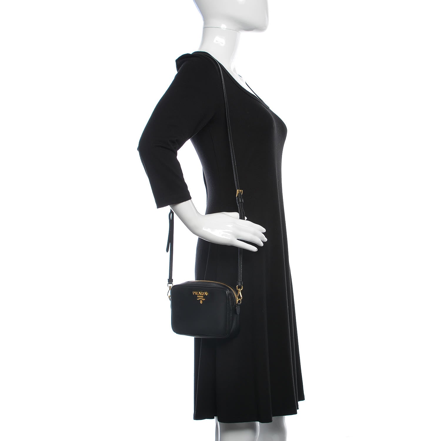 Prada Saffiano Small Camera Crossbody Bag Black 2 of 10