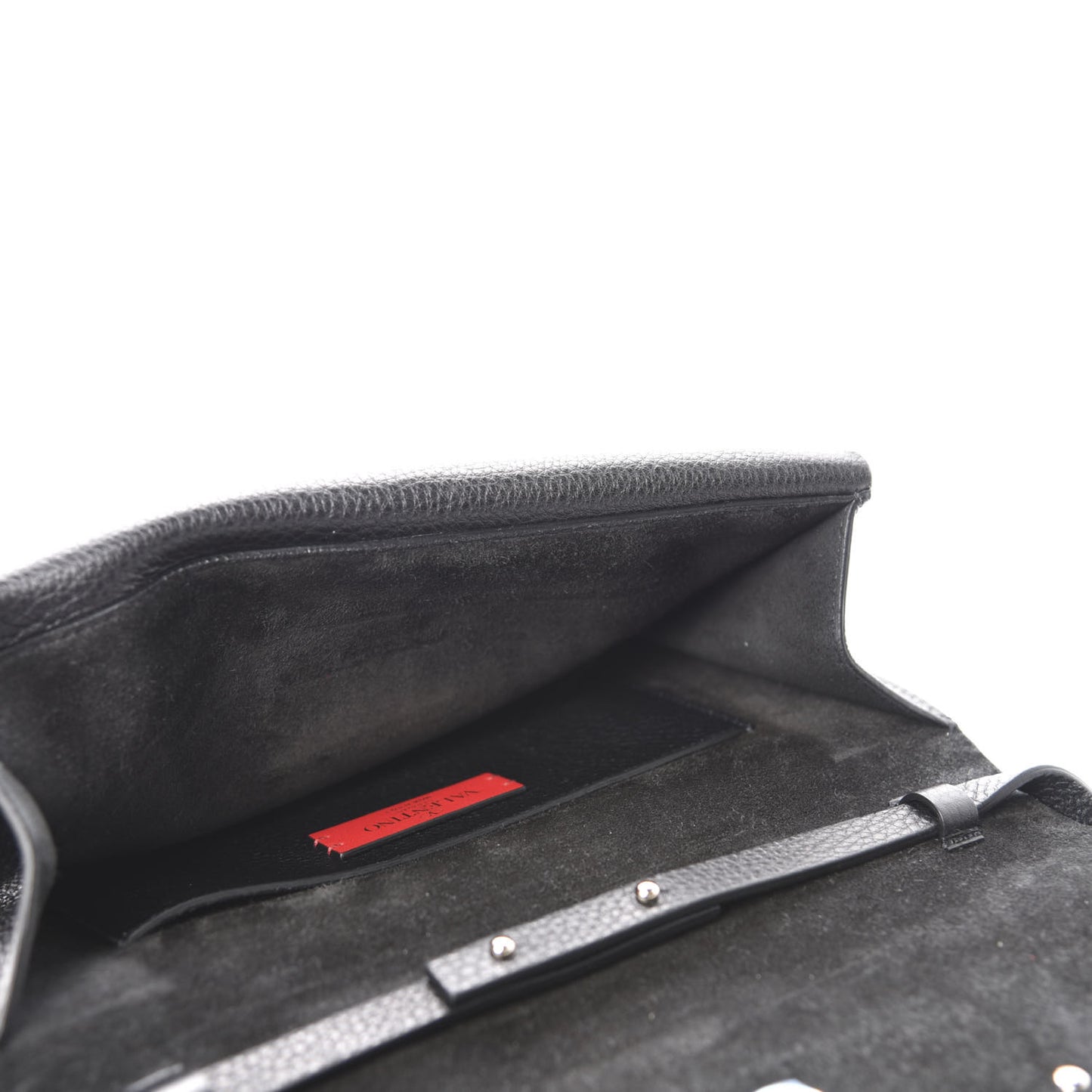 Grainy Calfskin Rockstud Double Flap Crossbody Bag Black