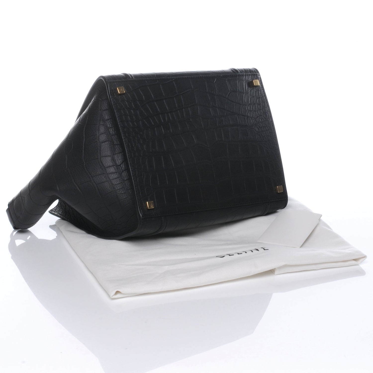 Celine Crocodile Embossed Small Phantom Luggage Black 5 of 8