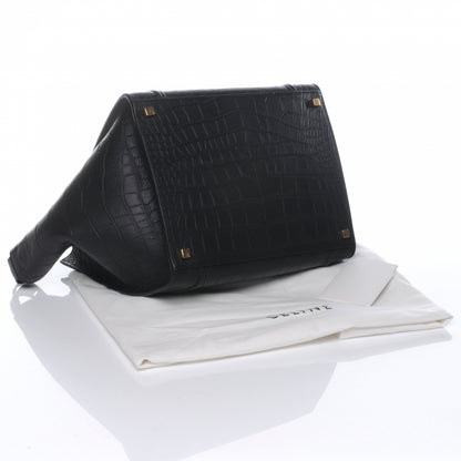 Celine Crocodile Embossed Small Phantom Luggage Black 5 of 8