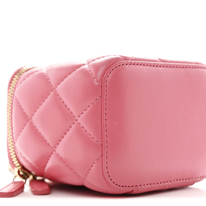 Chanel Lambskin Quilted Pearl Crush Mini Vanity Case With Chain Dark Pink 9 of 11