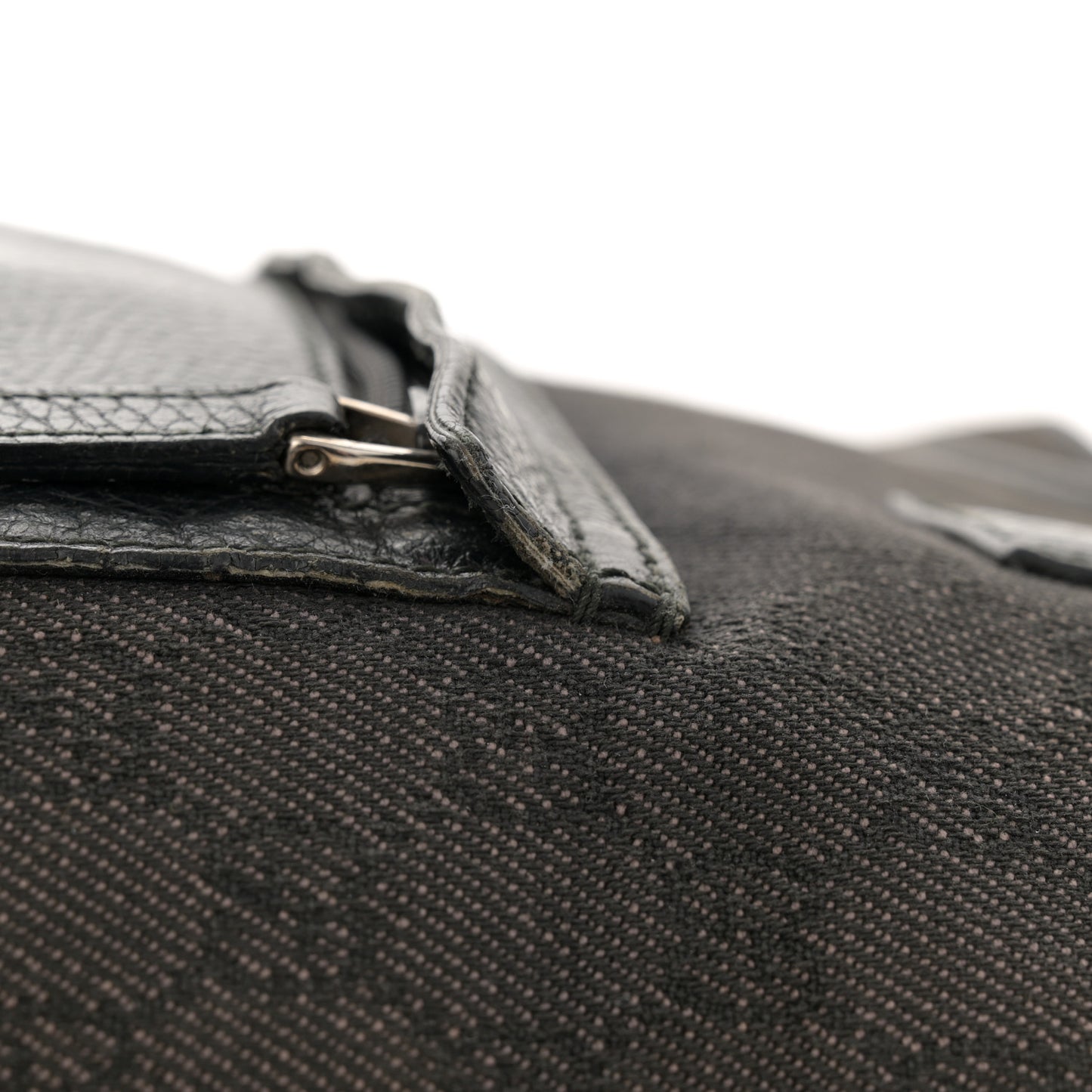 Nylon Calfskin Monogram Tall Tote Dark Brown