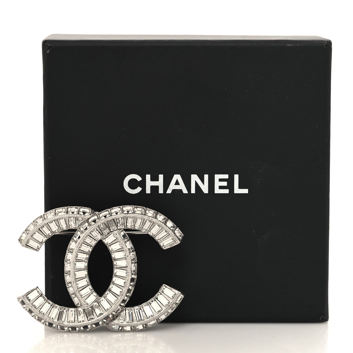 Chanel Baguette Crystal CC Brooch Silver 4 of 4