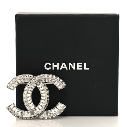 Chanel Baguette Crystal CC Brooch Silver 4 of 4