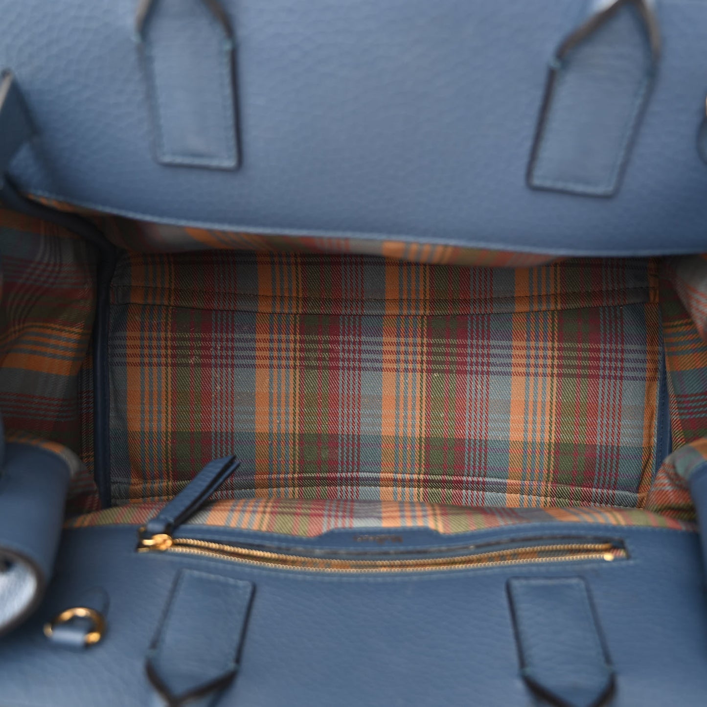 Heavy Grain Small Belted Bayswater Tote Blue