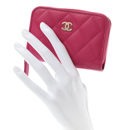 Chanel Caviar Quilted Zip Coin Purse Dark Pink 2 of 8