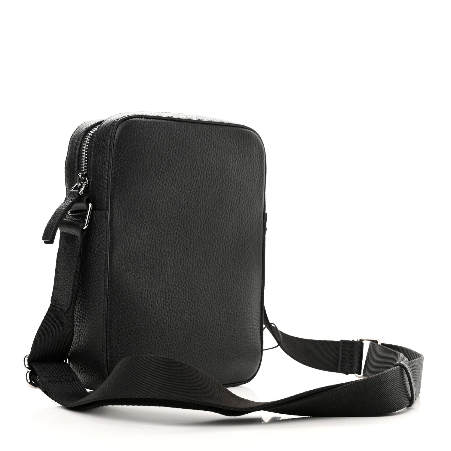 Burberry Pebbled Calfskin Logo Embossed Thornton Messenger Bag Black 3 of 9