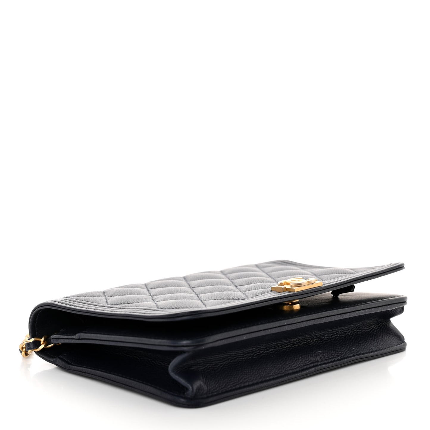 Caviar Quilted Boy Wallet On Chain WOC Navy