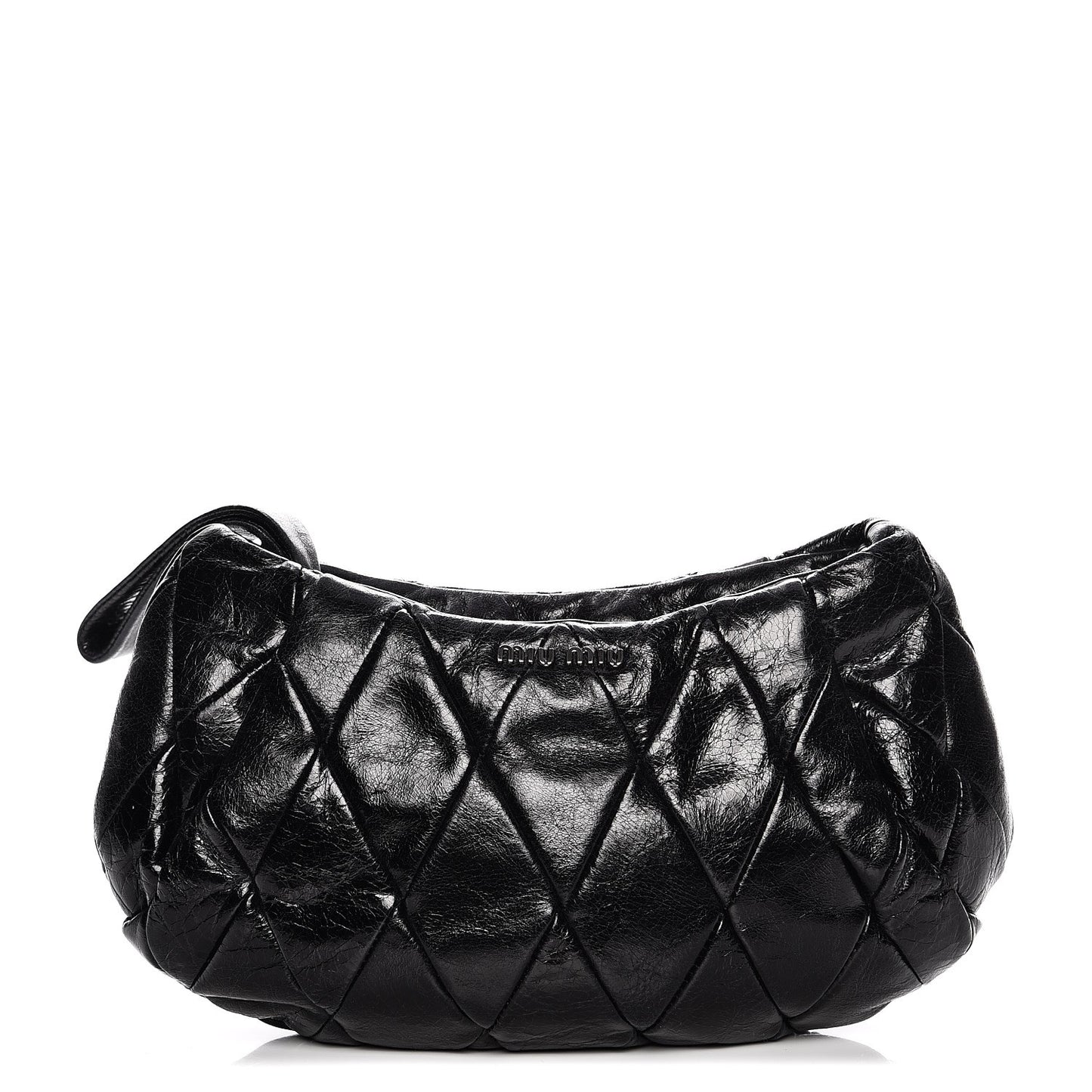 Vitello Shine Quilted Wristlet Nero Black