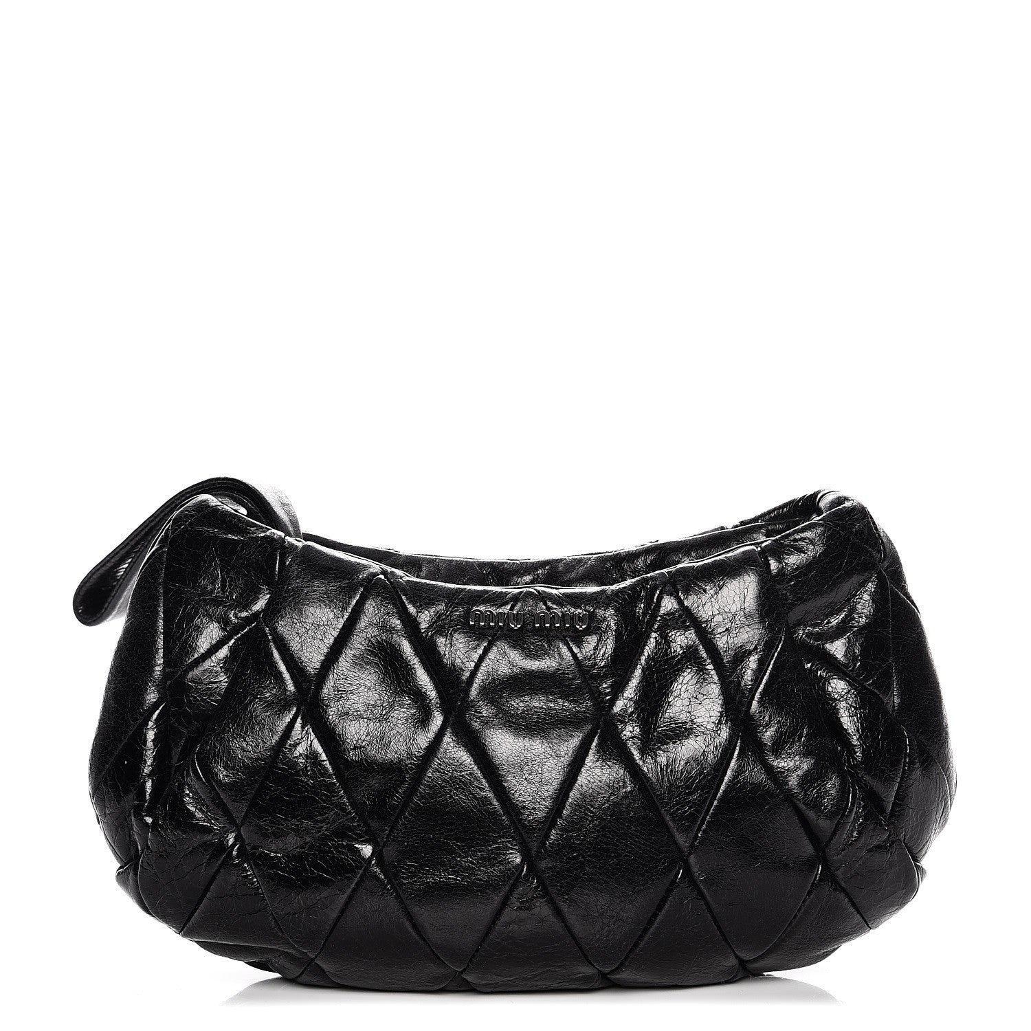 Miu Miu Vitello Shine Quilted Wristlet Nero Black 1 of 7