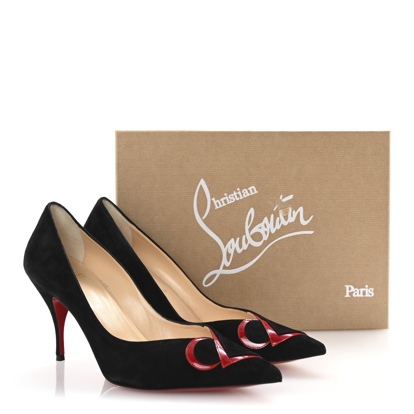 Veau Velours Patent CL 80 Pumps 39 Black Red
