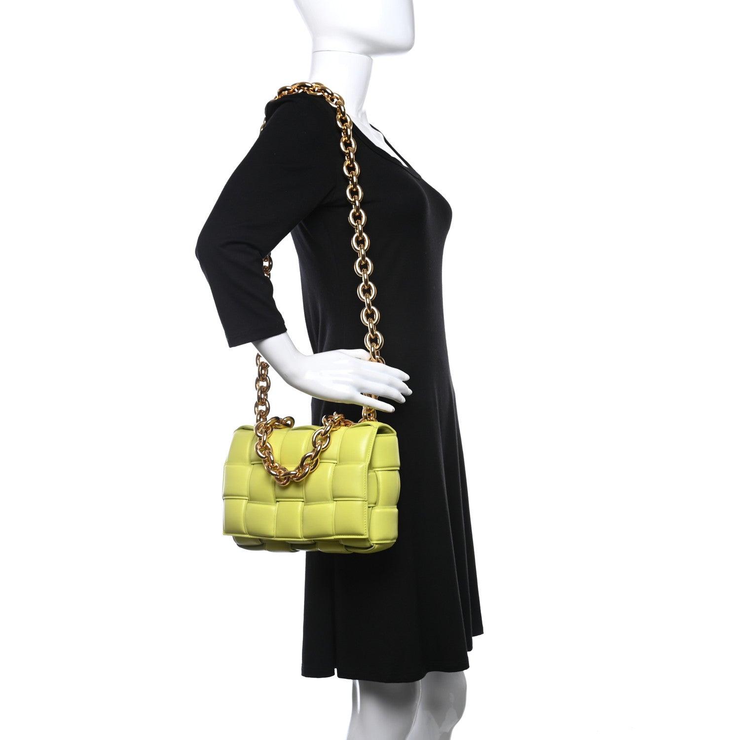 Bottega Veneta Lambskin Maxi Intreccio Padded Chain Cassette Crossbody Bag Seagrass 2 of 10