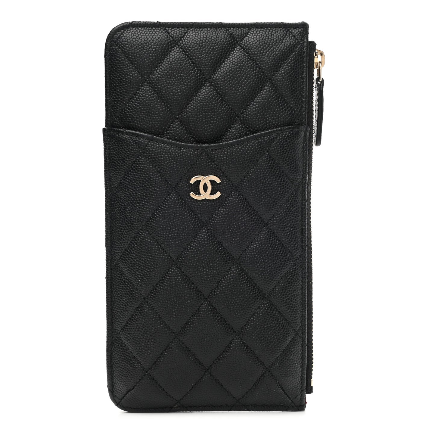 Caviar Quilted Classic Flat Wallet Pouch Black