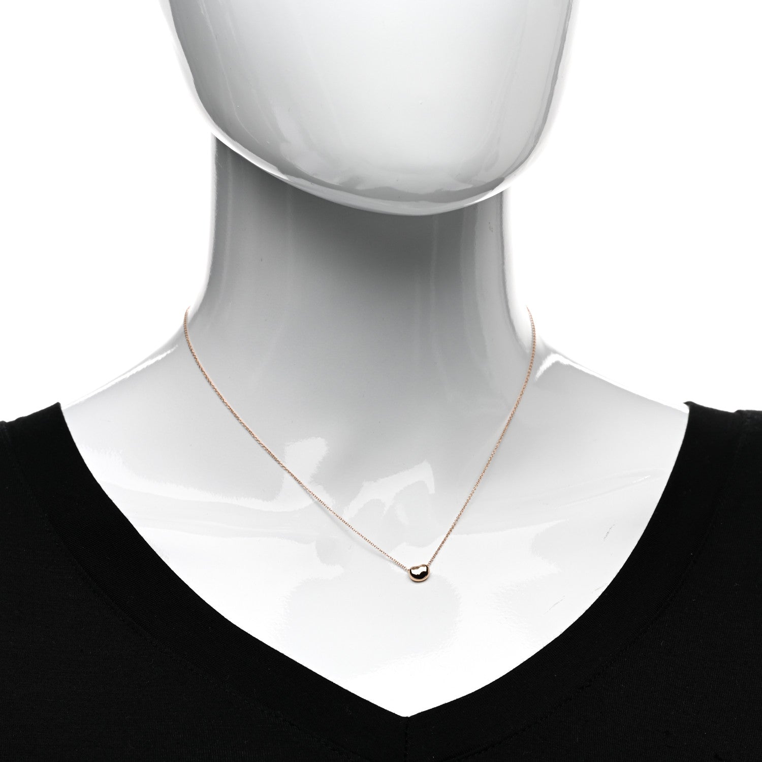 Tiffany 18K Rose Gold 6.5mm Elsa Peretti Bean Pendant Necklace 2 of 5