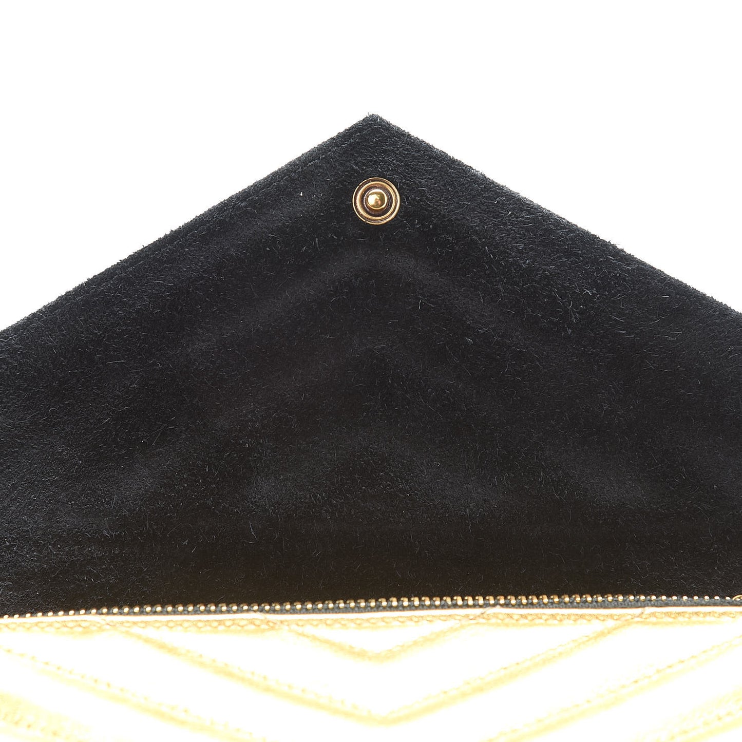 Metallic Calfskin Matelasse Chevron Monogram Envelope Chain Wallet Gold