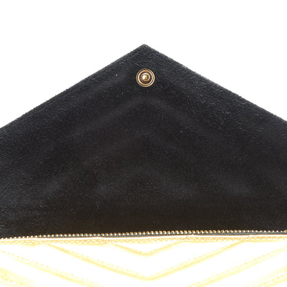 Saint Laurent Metallic Calfskin Matelasse Chevron Monogram Envelope Chain Wallet Gold 13 of 13