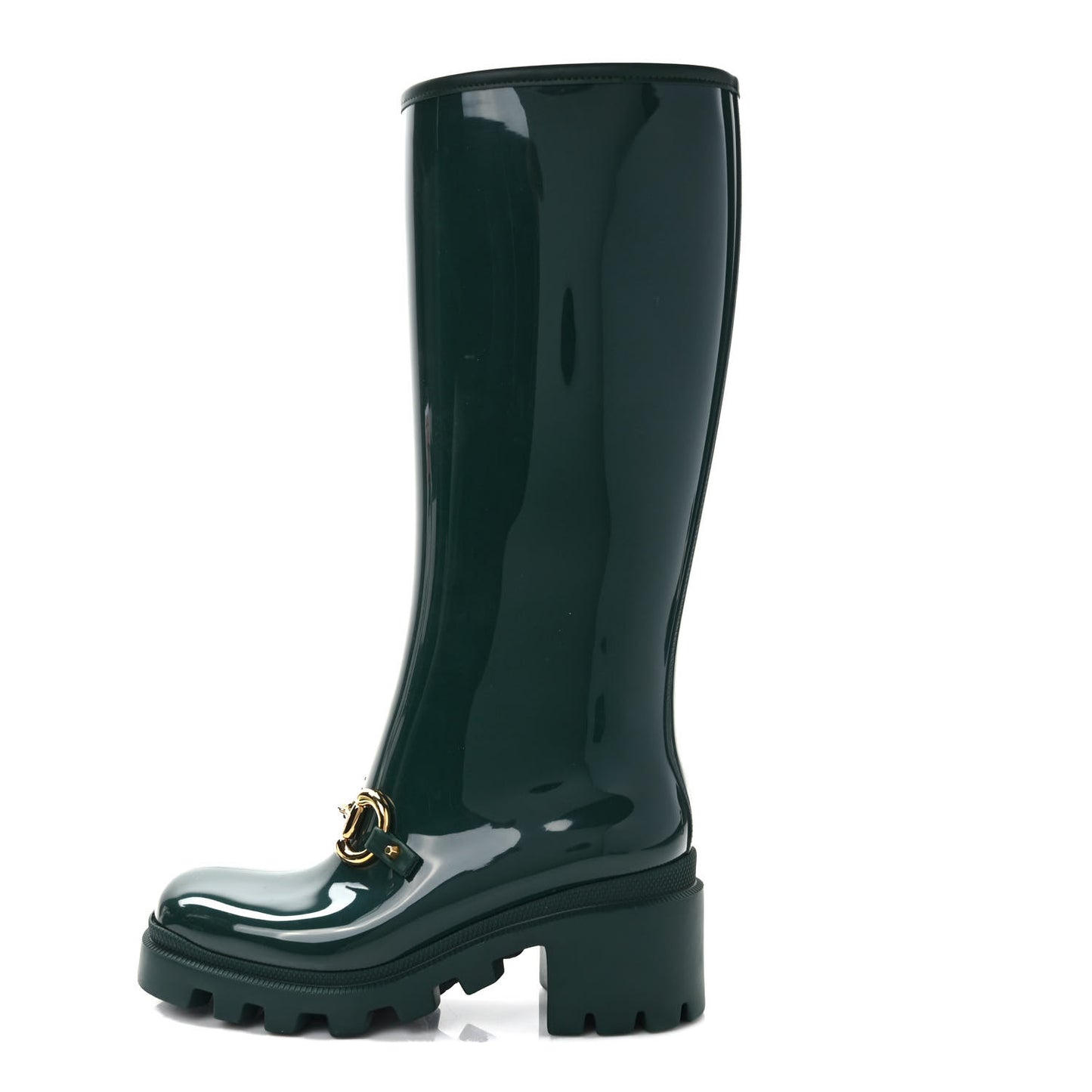 Rubber Horsebit Knee High Boots 36 Vintage Green