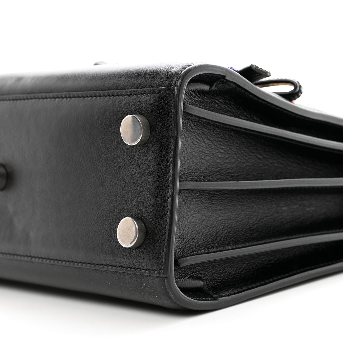 Calfskin Crystal Embellished Nano Sac de Jour Black