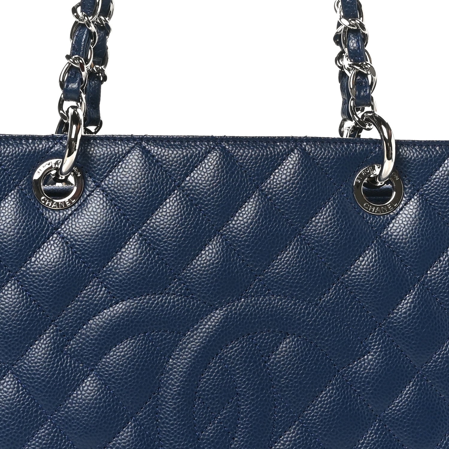 Chanel Caviar Quilted Grand Shopping Tote GST Dark Navy Blue 8 of 10