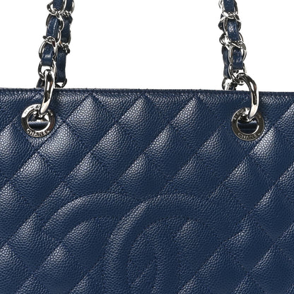 Chanel Caviar Quilted Grand Shopping Tote GST Dark Navy Blue 8 of 10