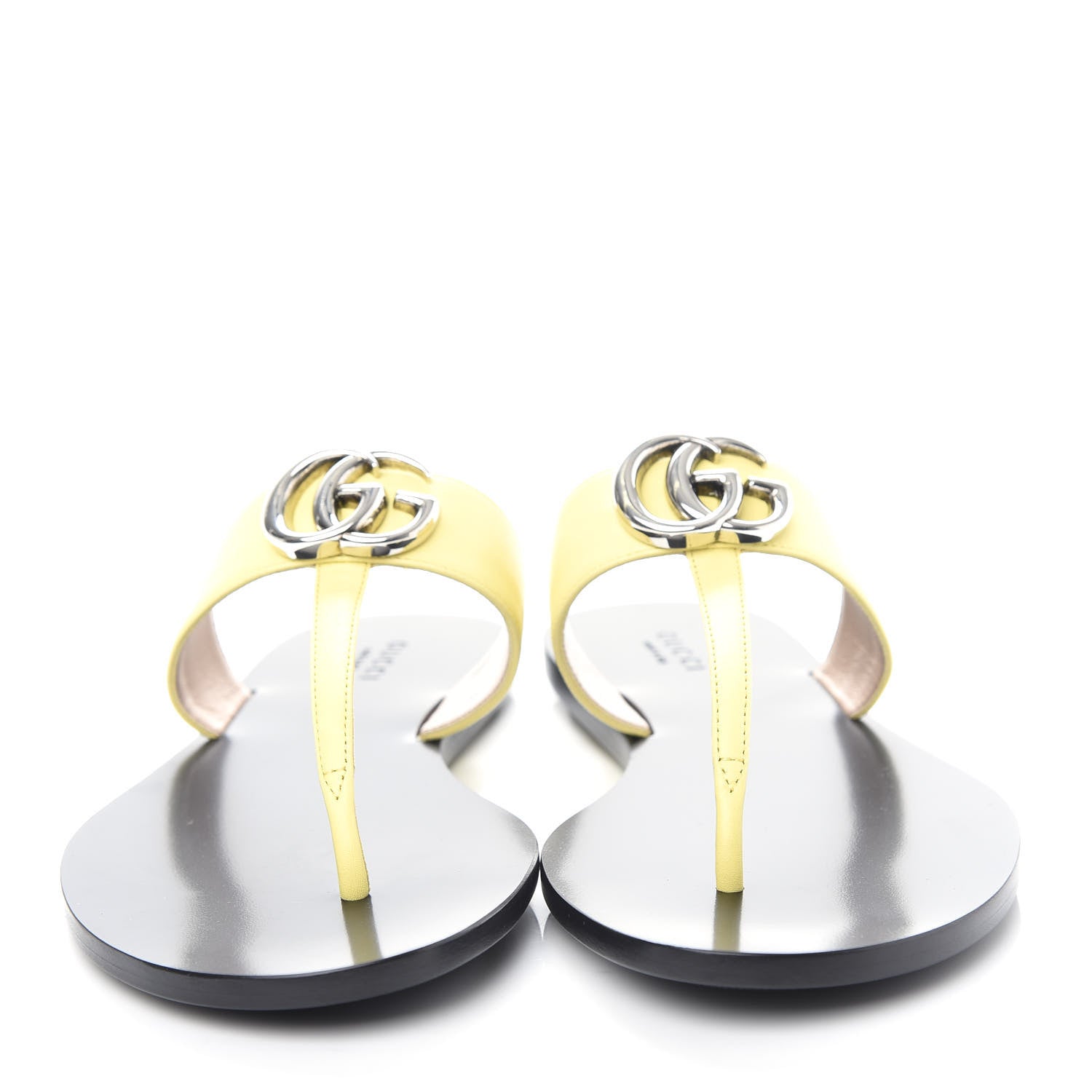 Gucci Calfskin GG Marmont Thong Sandals 37.5 Banana 5 of 10