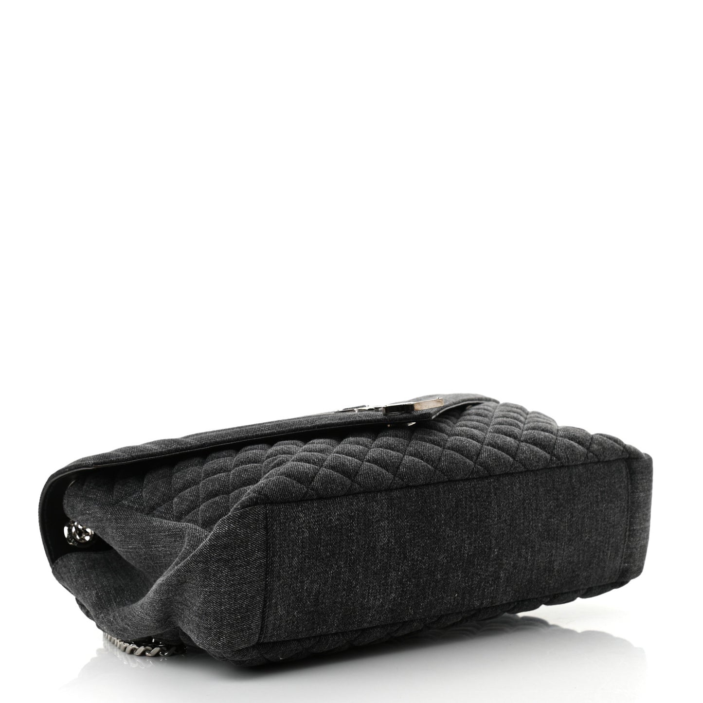 Denim Mixed Matelasse Triquilt Large Monogram Envelope Satchel Black