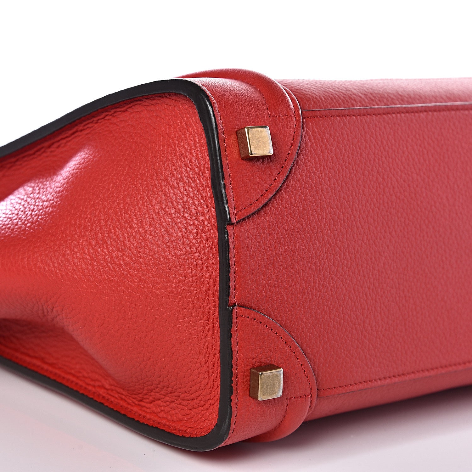 Celine Drummed Calfskin Micro Luggage Coquelicot 8 of 12