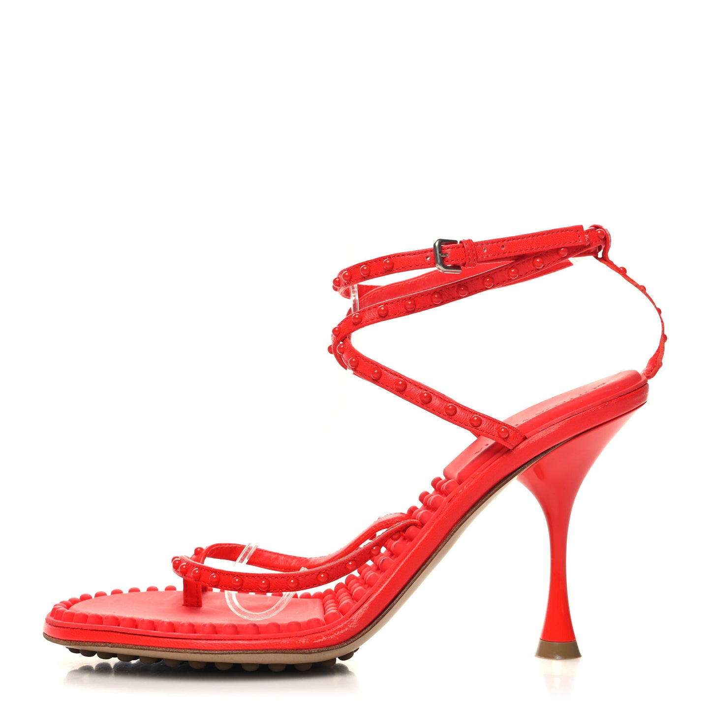 Lambskin Studded Multi Strap 90mm Sandals 37 Tomato