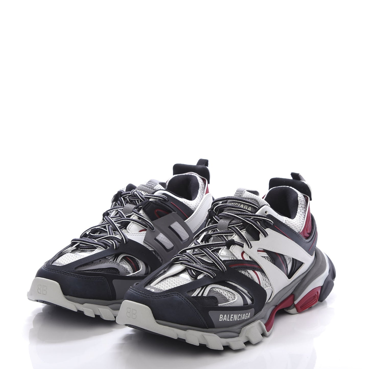 Mesh Nylon Metallic Fabric Mens Track Sneakers 42 Gris Rouge Black