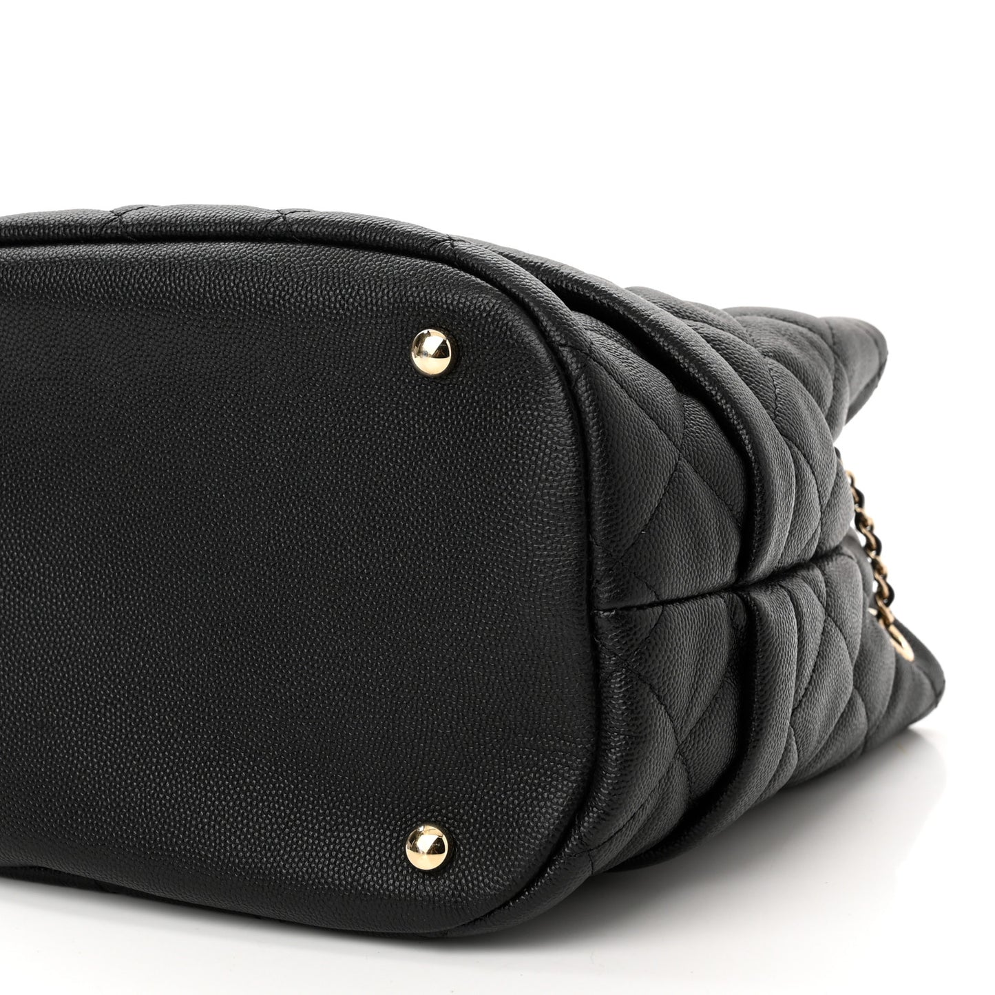 Caviar Quilted Rolled Up Bucket Drawstring Bag Black