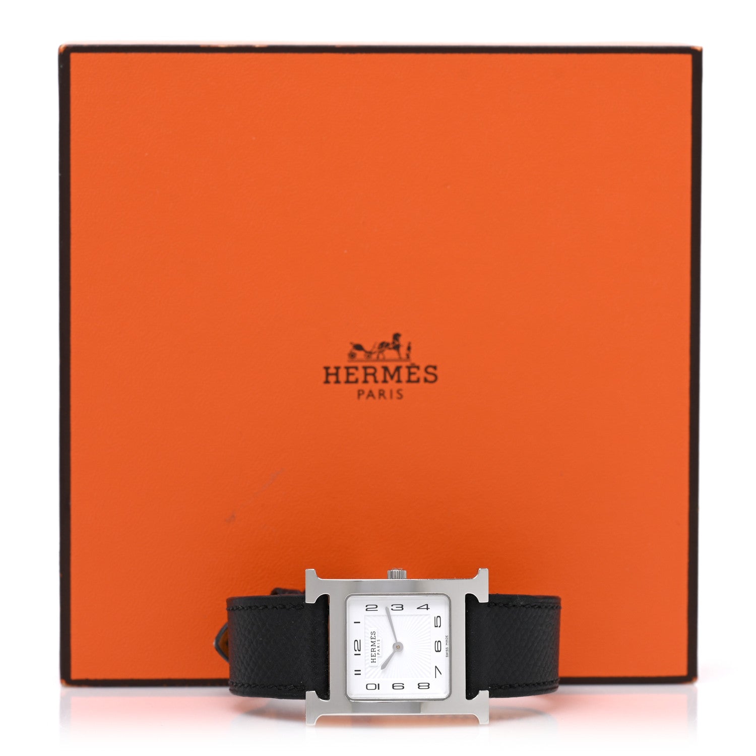 Hermes Stainless Steel Epsom 26mm Heure H Hour Quartz Watch Noir 5 of 5