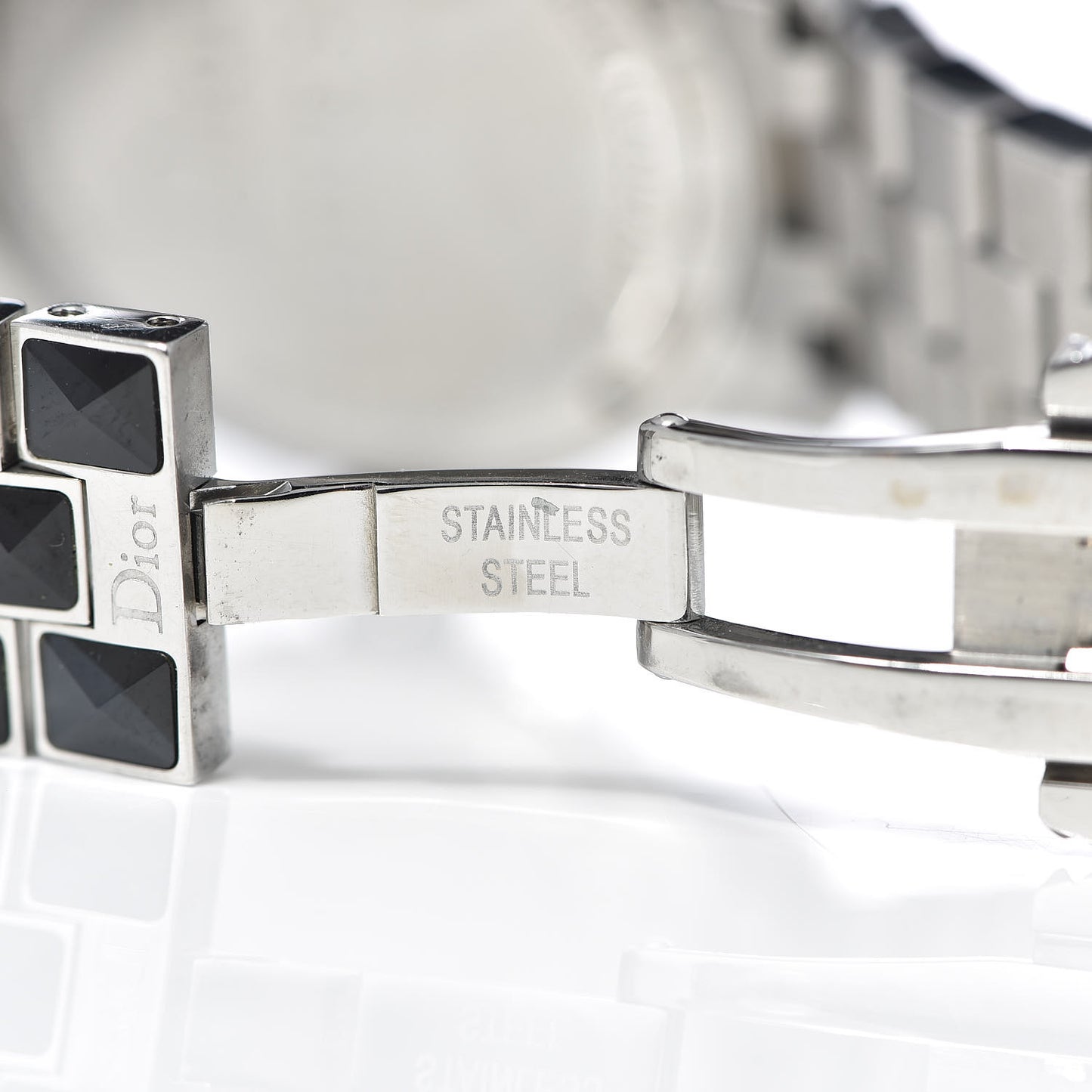 Stainless Steel Diamond Sapphire 33mm Christal Quartz Watch Black