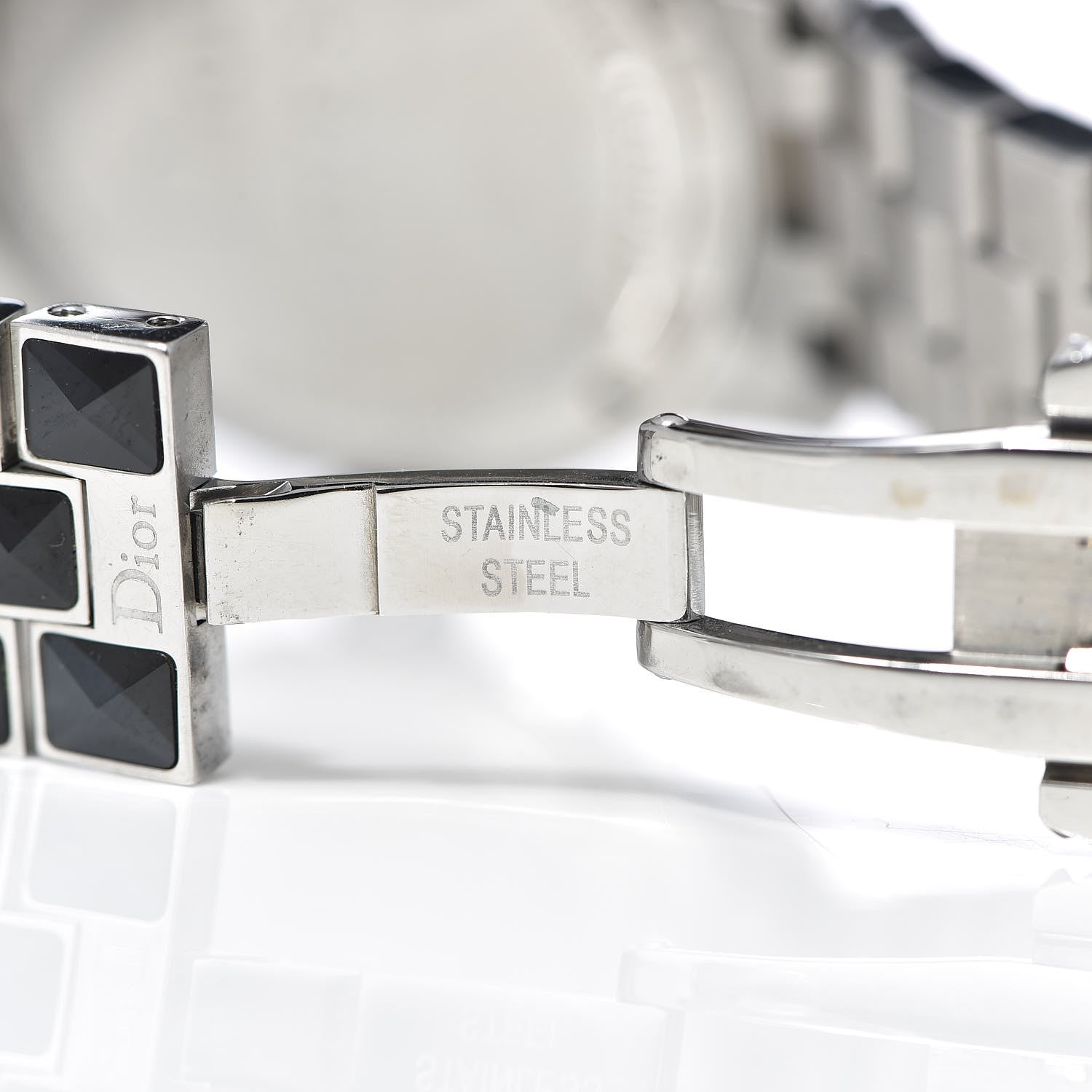 Christian Dior Stainless Steel Diamond Sapphire 33mm Christal Quartz Watch Black 6 of 7