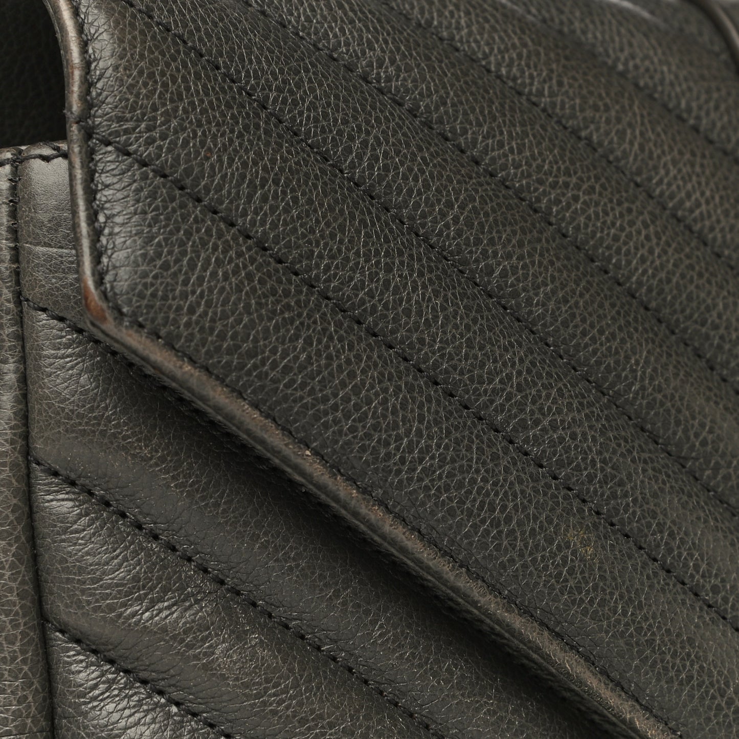 Grained Calfskin Matelasse Chevron Monogram Medium College Bag Grey
