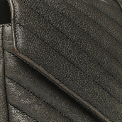 Saint Laurent Grained Calfskin Matelasse Chevron Monogram Medium College Bag Grey 15 of 18