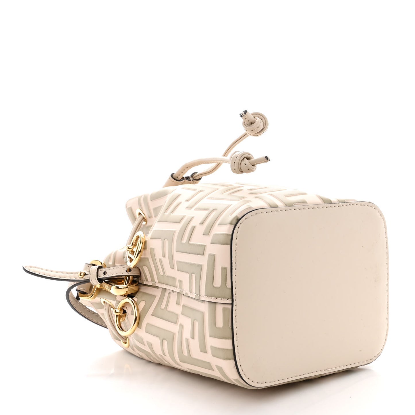 Vitello Liberty F is Fendi Bi-Color FF 1974 Embossed Mini Mon Tresor Bucket Bag Camelia Mandorlo