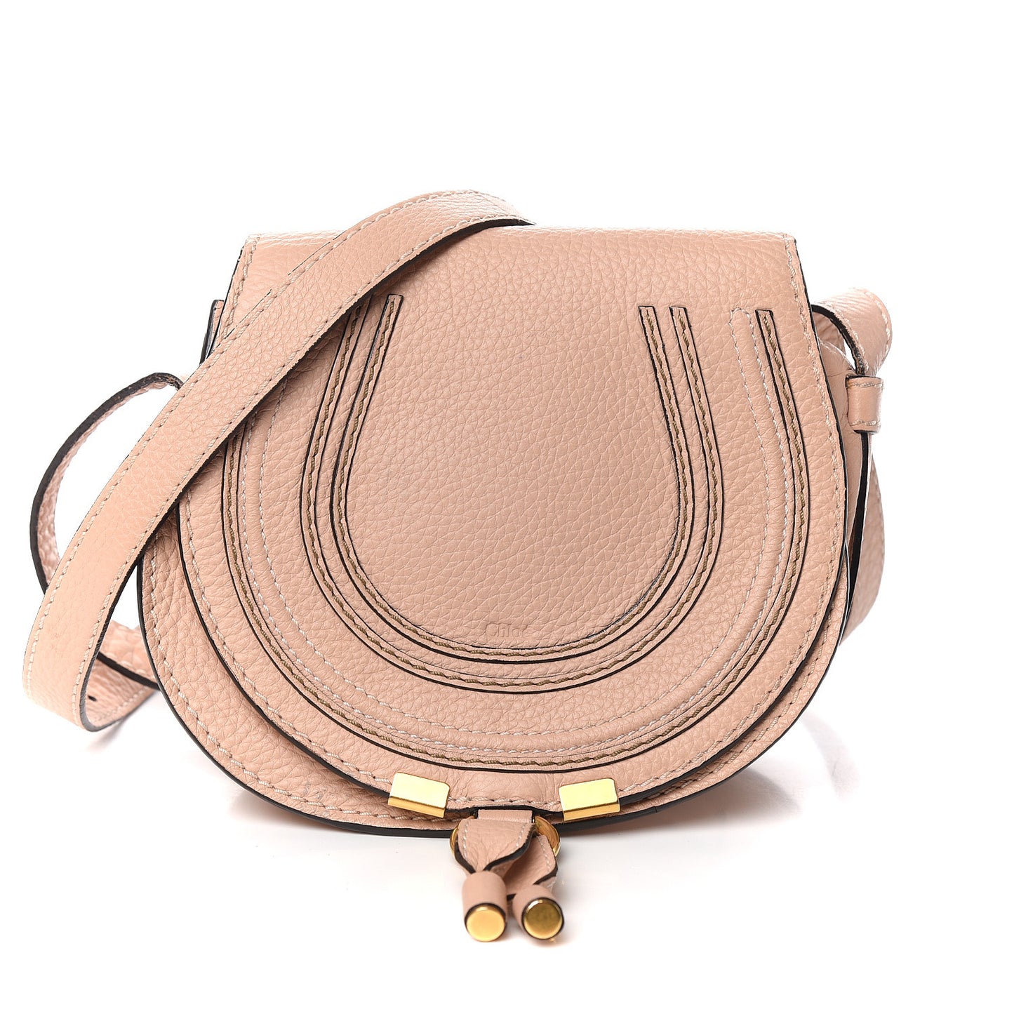 Calfskin Mini Marcie Round Crossbody Bag Blush Nude