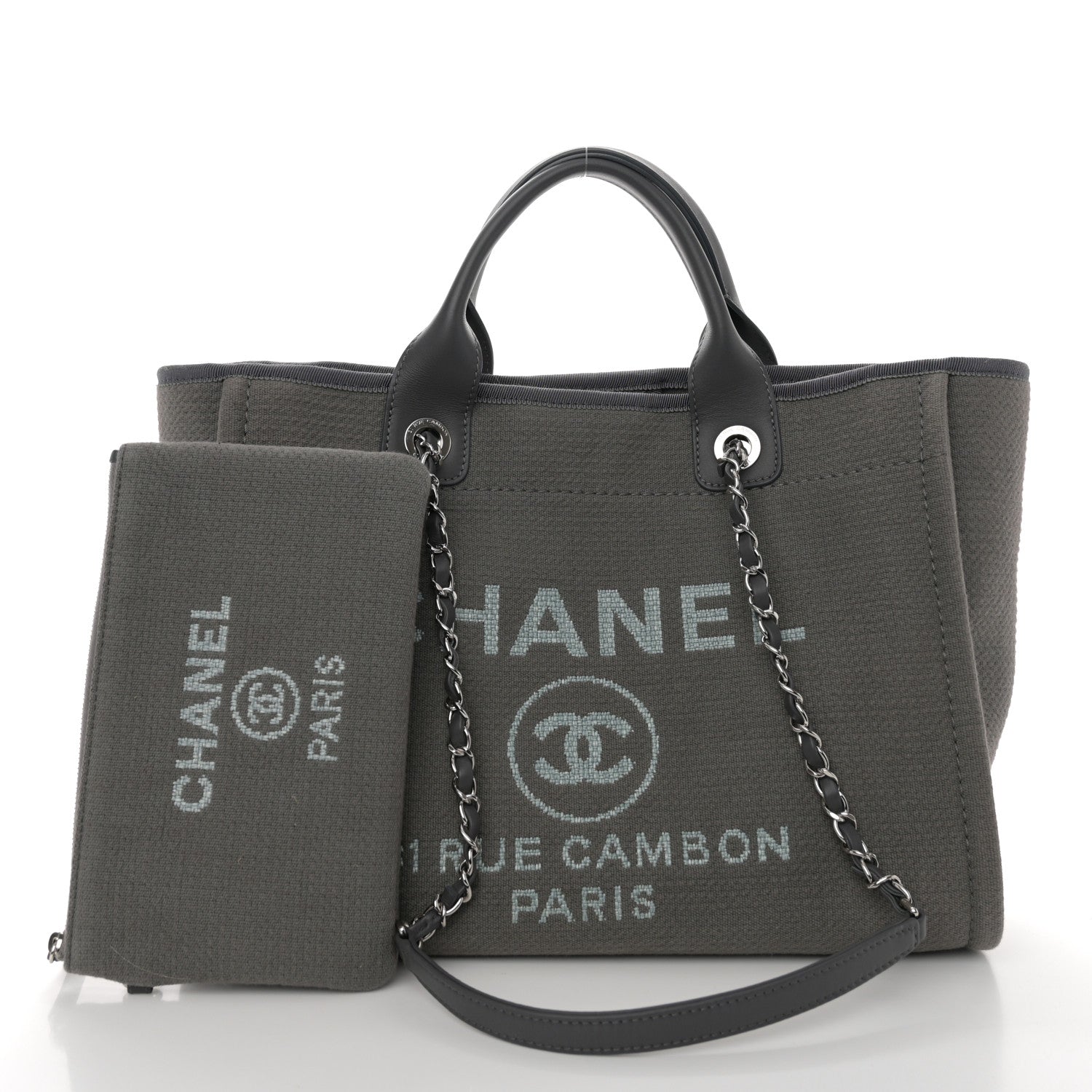 Chanel Mixed Fibers Small Deauville Tote Dark Grey 3 of 12